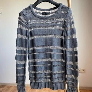 rag & bone Blue and Gray Striped Open-Weave Sweater